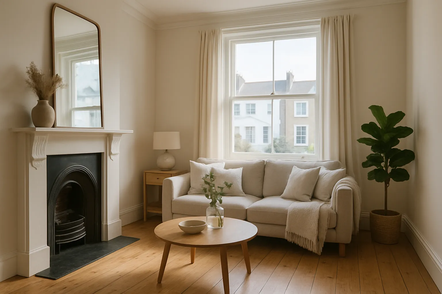 Bright, dry, damp-free living room in a restored Victorian home in Brighton and Hove